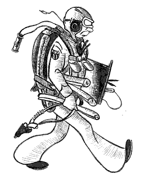 [Drawing: Airman with Gear]